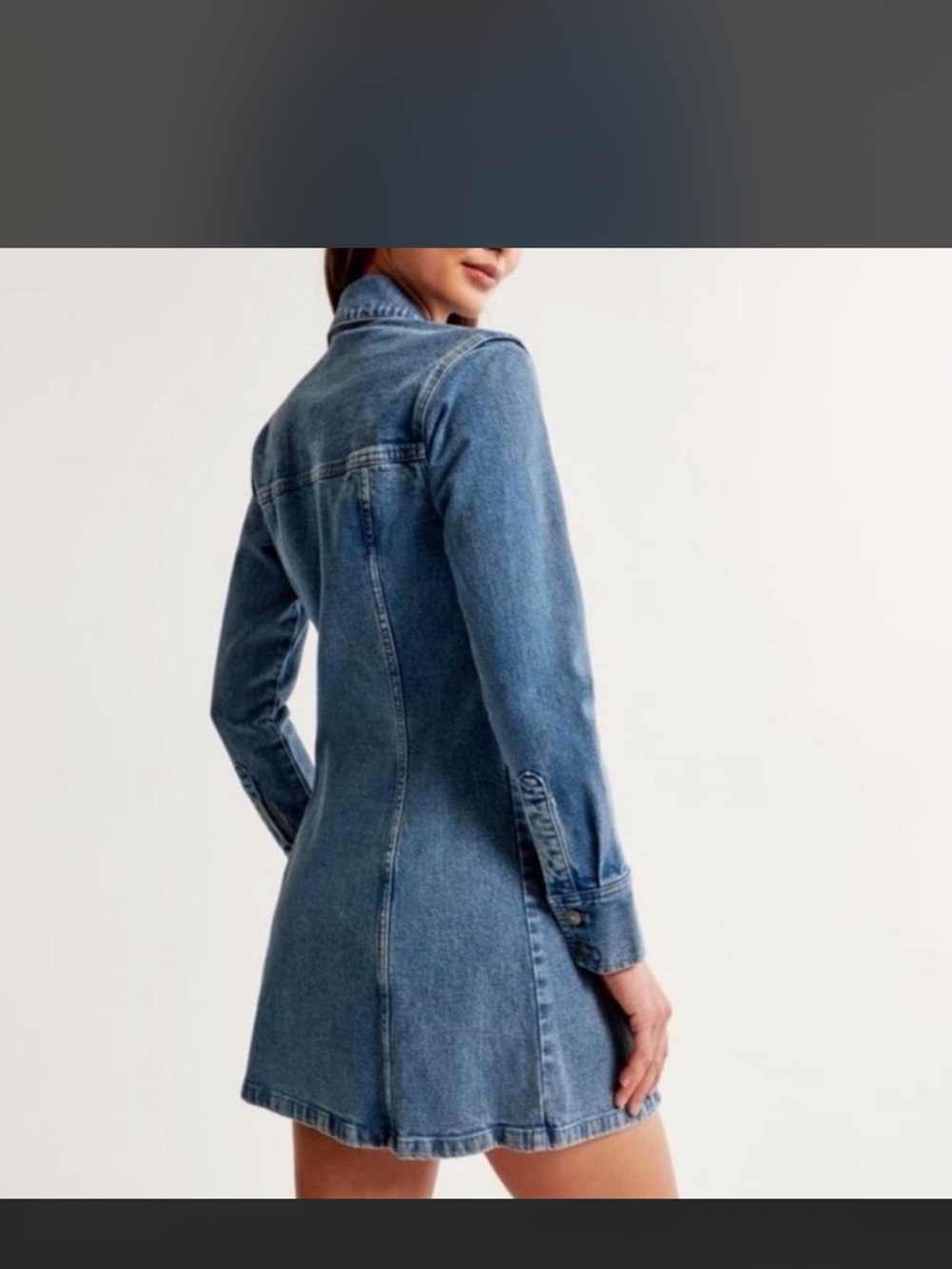 Abercrombie & Fitch Blue Denim Long-Sleeve Shirt Dress - Picture 2 of 6